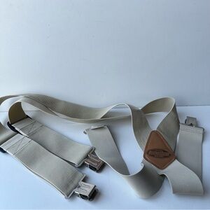 Bucket Boss Heavy Duty Work Suspenders Adjustable Elastic Tan/Beige Clips OS